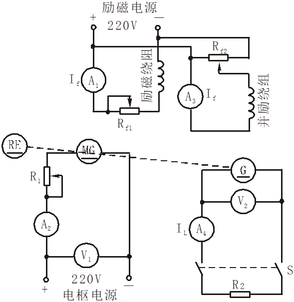 直流他勵發(fā)電機接線圖